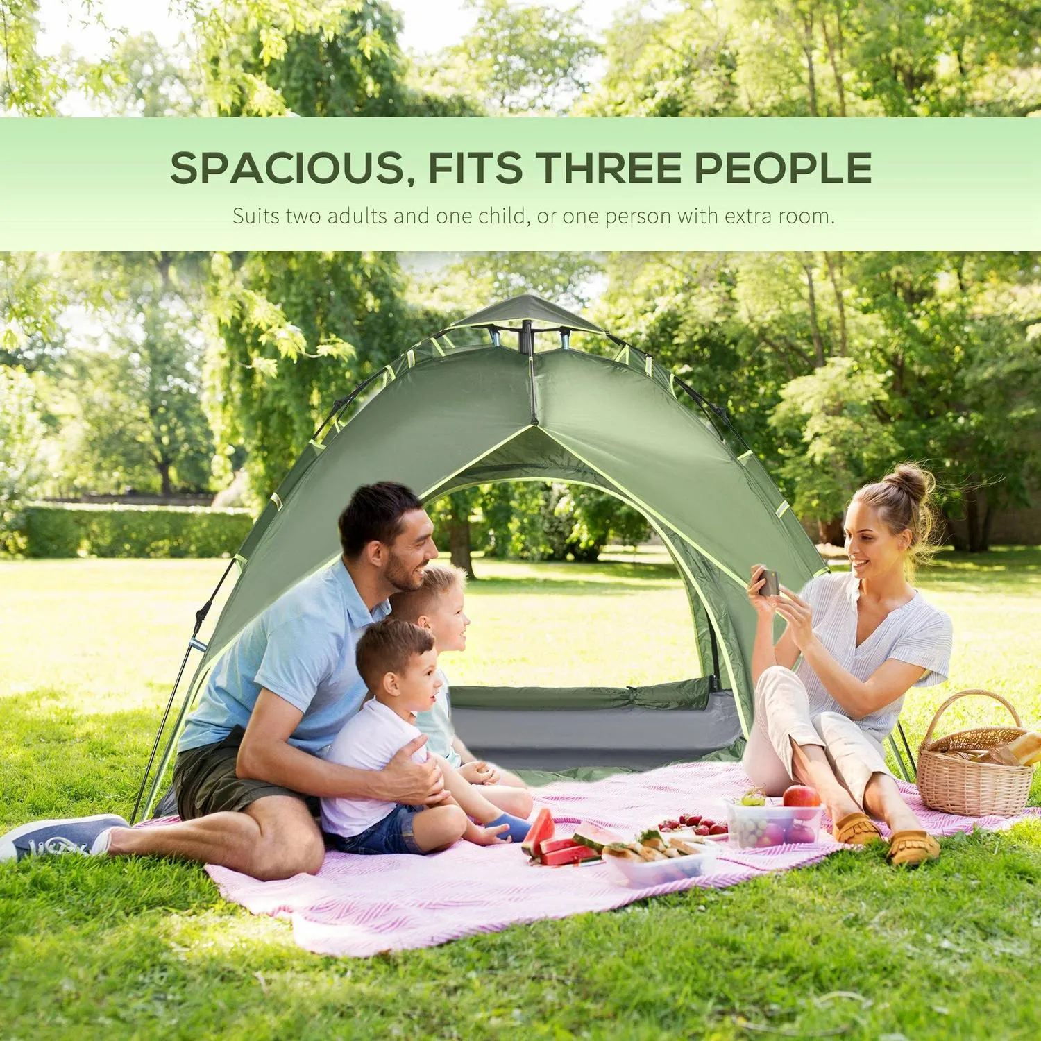 Family For Travel Pop Shelter Man Up Client-approved 3 Hiking Camping Double Outsunny Portable Flexible Festival Layer Automatic Tent