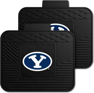 FANMATS 12256 NCAA BYU Cougars Back Row Utility Car Mats - 2 Piece Set, 14in. x 17in., All Weather Protection, Universal Fit, Deep Resevoir Design, Molded Team Logo