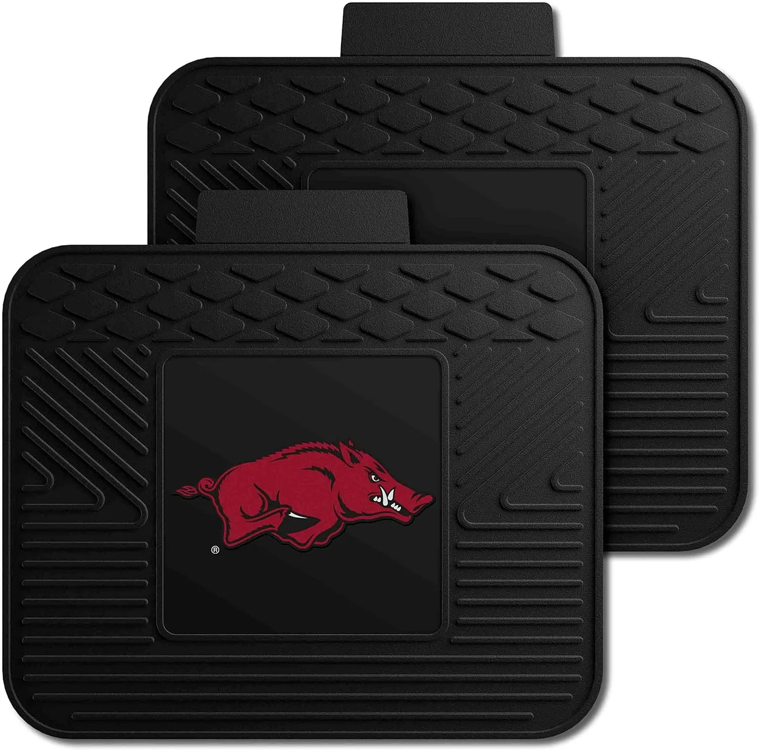 FANMATS 12276 NCAA Arkansas Razorbacks Back Row Utility Car Mats - 2 Piece Set, 14in. x 17in., All Weather Protection, Universal Fit, Deep Resevoir Design, Molded Team Logo