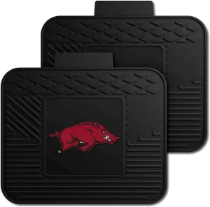FANMATS 12276 NCAA Arkansas Razorbacks Back Row Utility Car Mats - 2 Piece Set, 14in. x 17in., All Weather Protection, Universal Fit, Deep Resevoir Design, Molded Team Logo