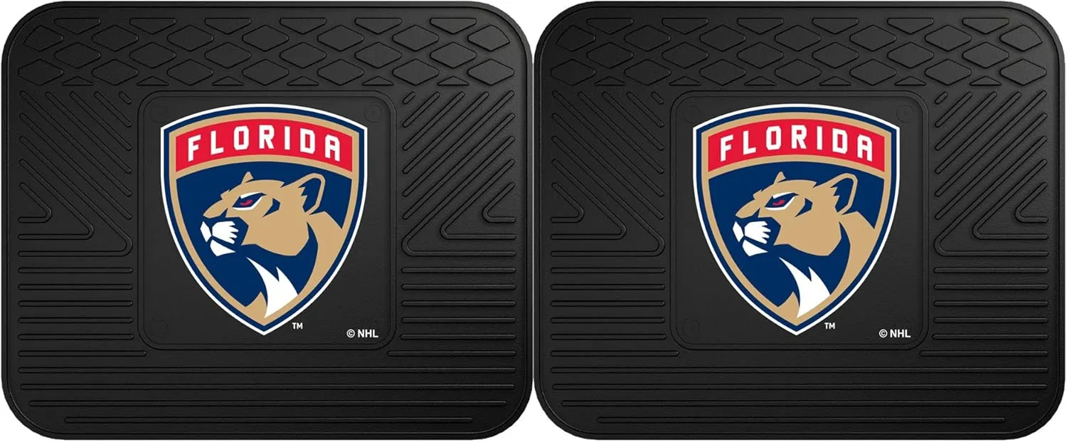 FANMATS 12411 NHL Florida Panthers Back Row Utility Car Mats - 2 Piece Set, 14in. x 17in., All Weather Protection, Universal Fit, Deep Resevoir Design, Molded Team Logo