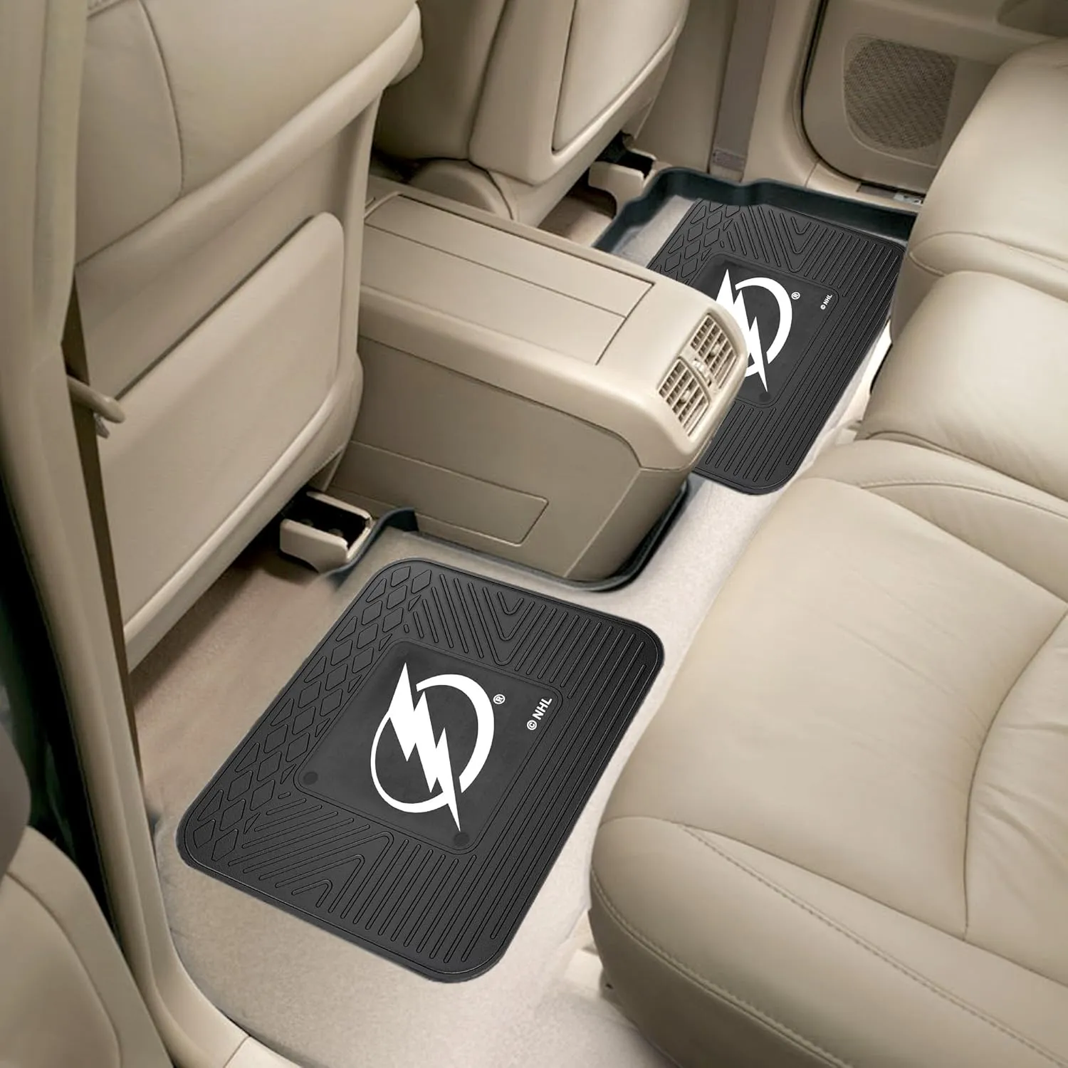 FANMATS 12412 NHL Tampa Bay Lightning Back Row Utility Car Mats - 2 Piece Set, 14in. x 17in., All Weather Protection, Universal Fit, Deep Resevoir Design, Molded Team Logo
