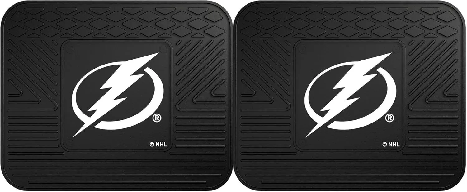 FANMATS 12412 NHL Tampa Bay Lightning Back Row Utility Car Mats - 2 Piece Set, 14in. x 17in., All Weather Protection, Universal Fit, Deep Resevoir Design, Molded Team Logo