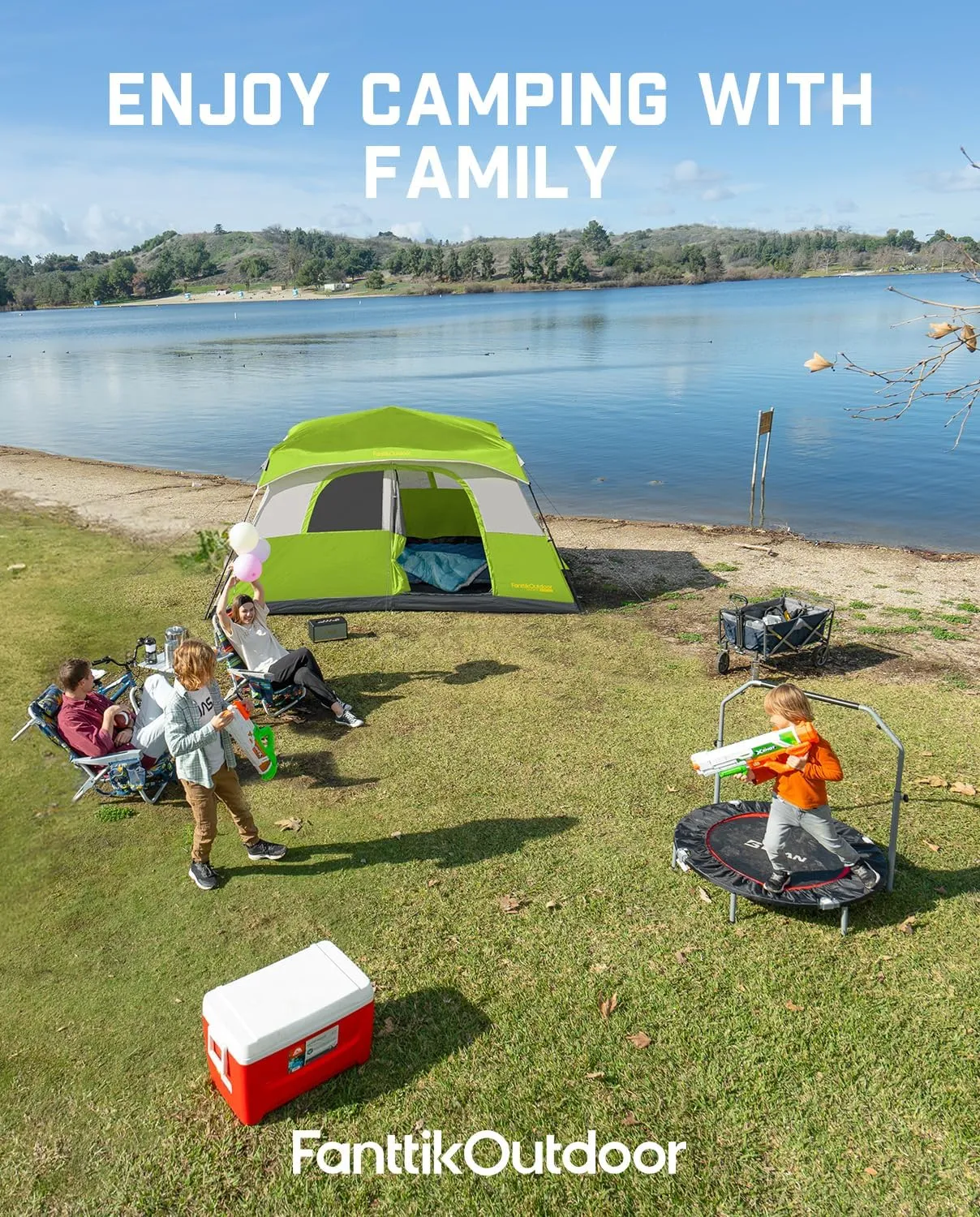 FanttikOutdoor Camping Tent 4/6/8/10 Person Instant Cabin Tent Setup in 60 Seconds with Rainfly & Windproof Portable with Carry Bag for Family Camping & Hiking