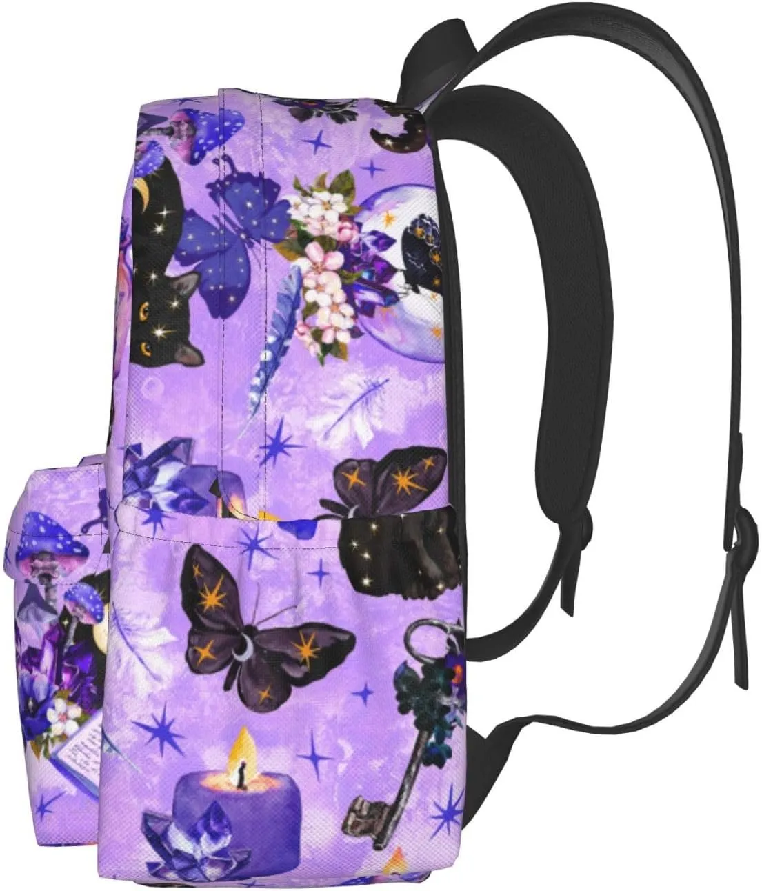 Fashion College Backpack Rucksack Travel Bookbag Compatible with Witchy Witch Goth Black Cat Mushroom, Multifunction Laptop Rucksack with Comfortable Shoulder Strap for High College Men Women