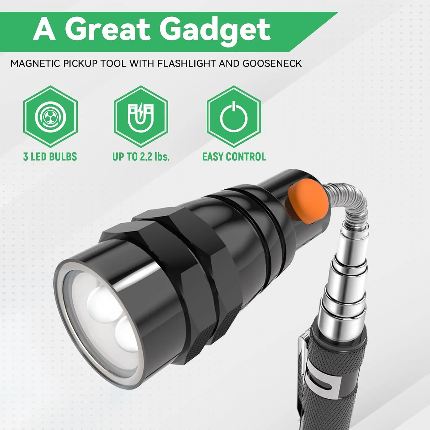Fathers Day Dad Gifts for Dad, Telescoping Magnetic Pickup Tool, Birthday Gifts for Men, Magnetic Flashlight, Gifts for Men,Women, Cool Gadgets for Men, Black