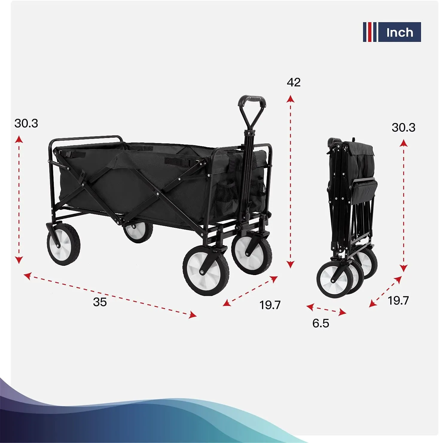 FDW  Collapsible Folding Wagon Garden Cart Beach Wagon Grocery Wagon All-Terrain Wheels Garden Grocery Wagon for Shopping Park Picnic, Beach Trip, Outdoor Activities, Camping (Blue)
