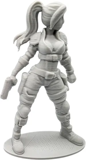 Female Mercenary Figurine – Tactical Gunfighter Miniature for Dioramas, Shelf Displays & Painting Projects – 3D Printed in Canada
