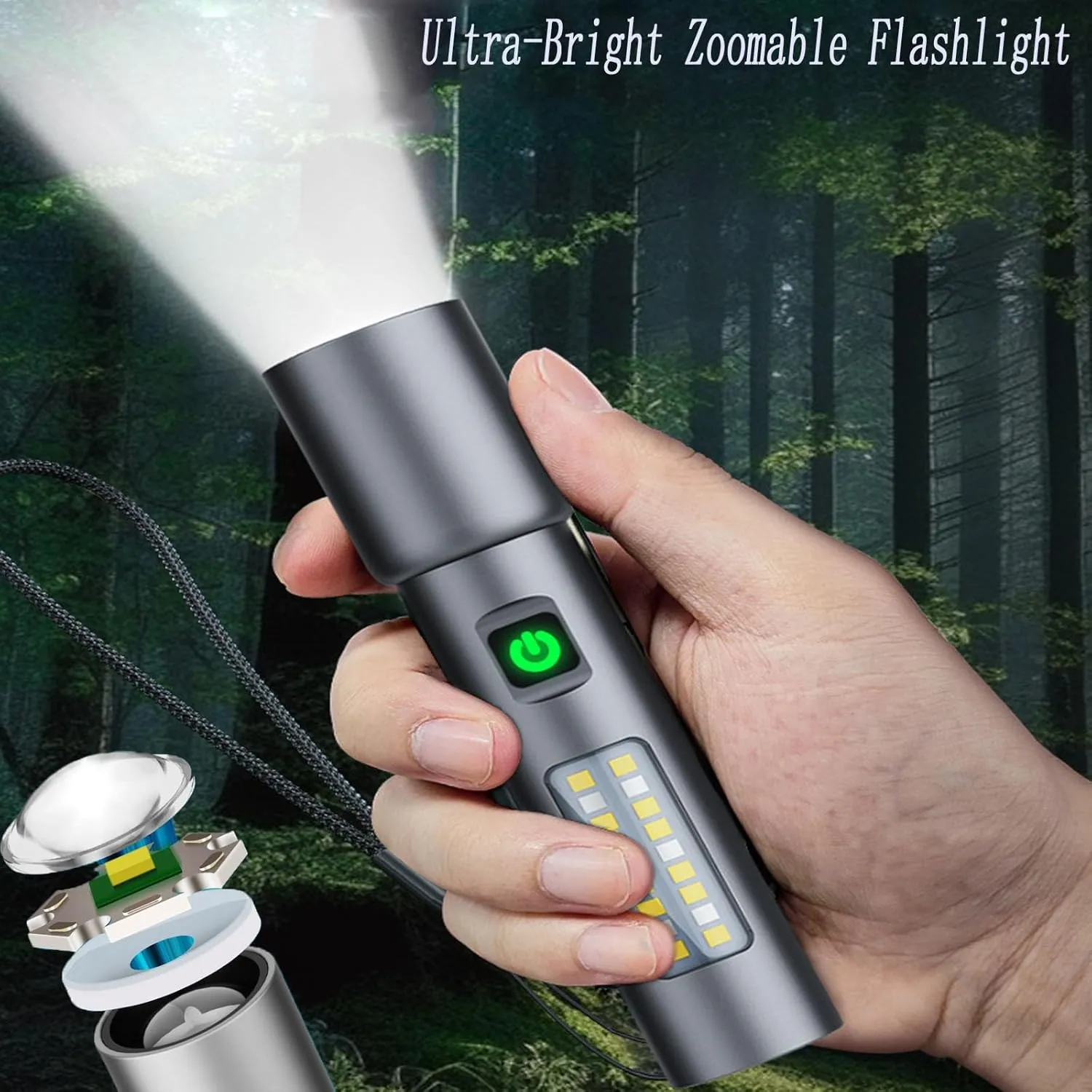 FETNHU Ultra-Bright Zoomable Flashlight,Copenrain Flashlight,Led Rechargeable Tactical Flashlights High Lumens,Super Bright Waterproof Zoomable Emergencies Handheld Spotlight for Camping (2PCS)