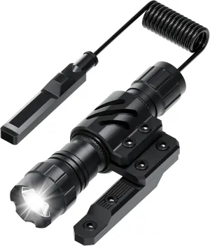 Feyachi Tactical Flashlight 1200 Lumens, with Offset Mount & Pressure Switch, 200m Beam, 4H Runtime, Rainproof and Shockproof