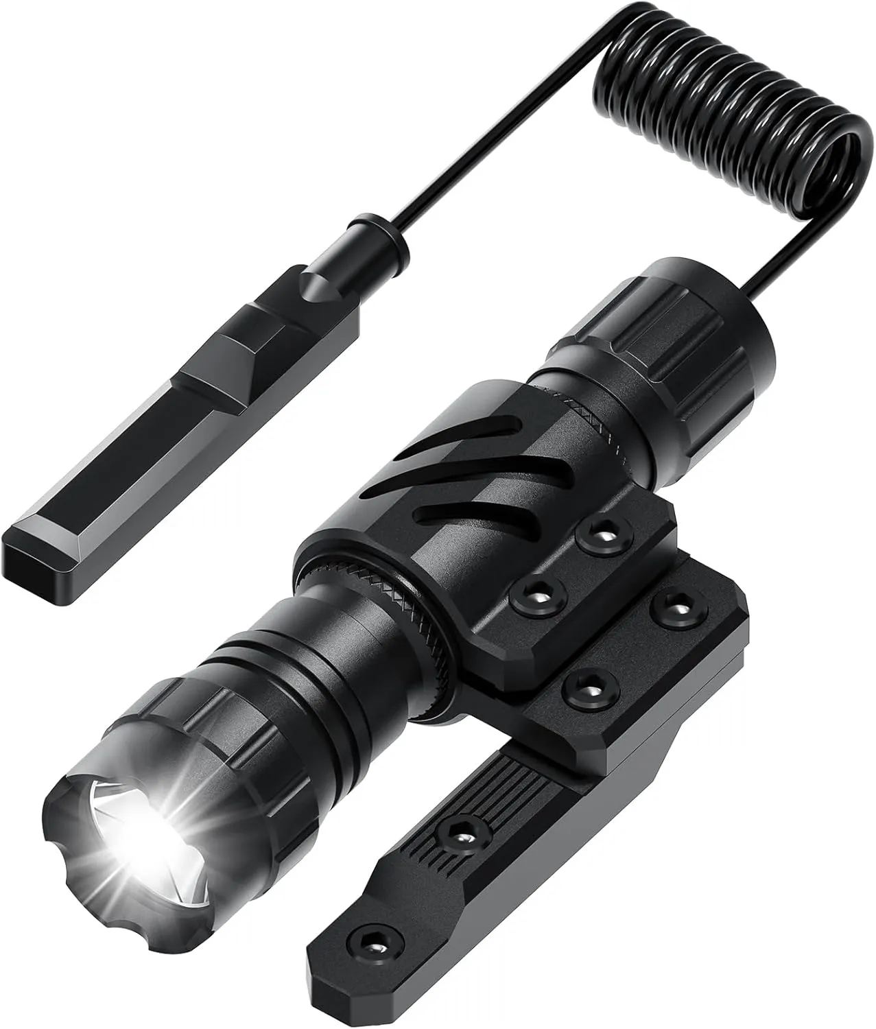 Feyachi Tactical Flashlight 1200 Lumens, with Offset Mount & Pressure Switch, 200m Beam, 4H Runtime, Rainproof and Shockproof