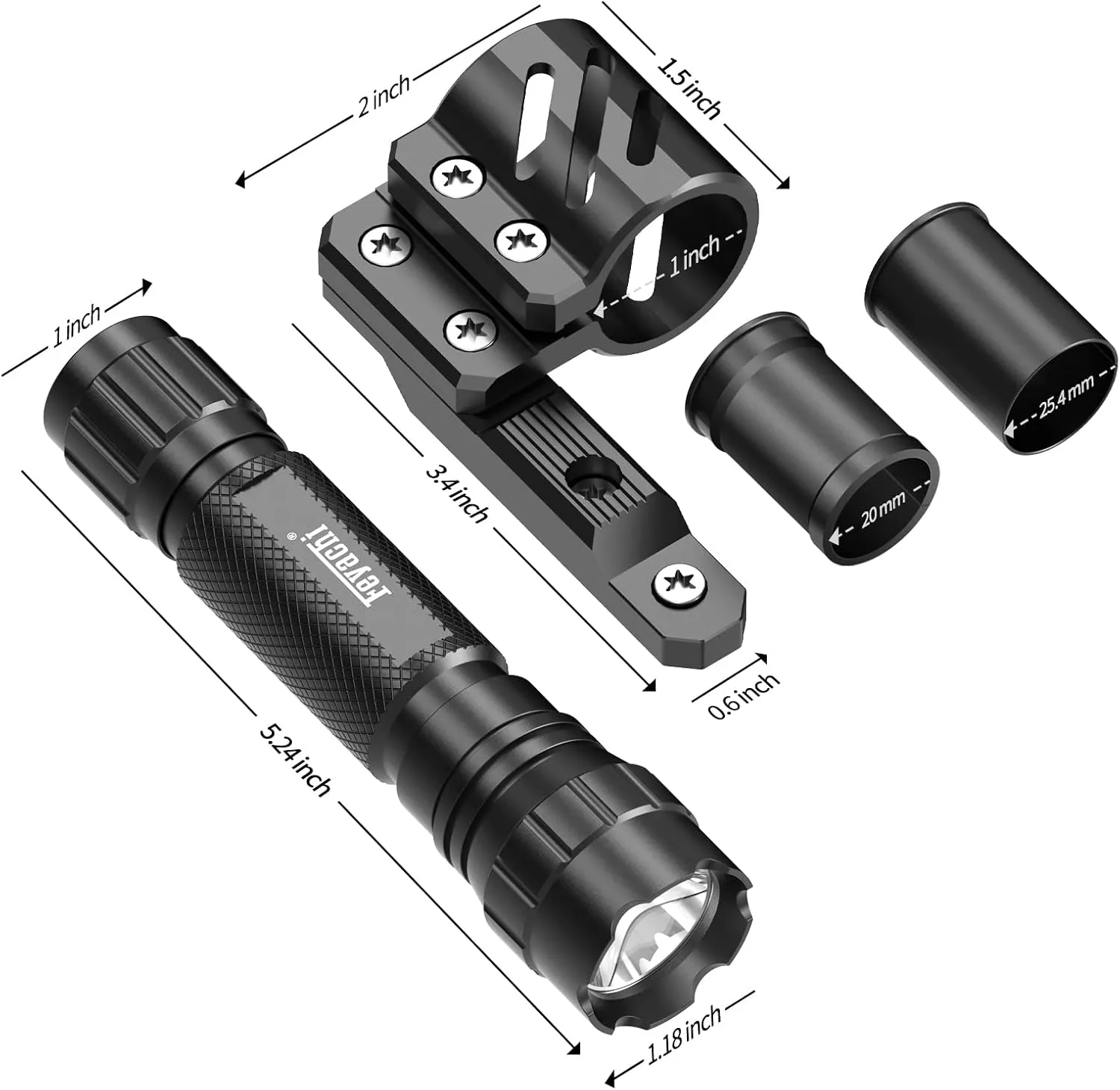 Feyachi Tactical Flashlight 1200 Lumens, with Offset Mount & Pressure Switch, 200m Beam, 4H Runtime, Rainproof and Shockproof