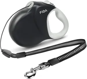 Fida Upgraded Retractable Dog Leash 30ft, Heavy Duty Pet Walking Leash for Medium/Large Breed up to 110 lbs, 360° Tangle-Free Long Retract Dog Lead, Soft Grip, One-Hand Brake, Black