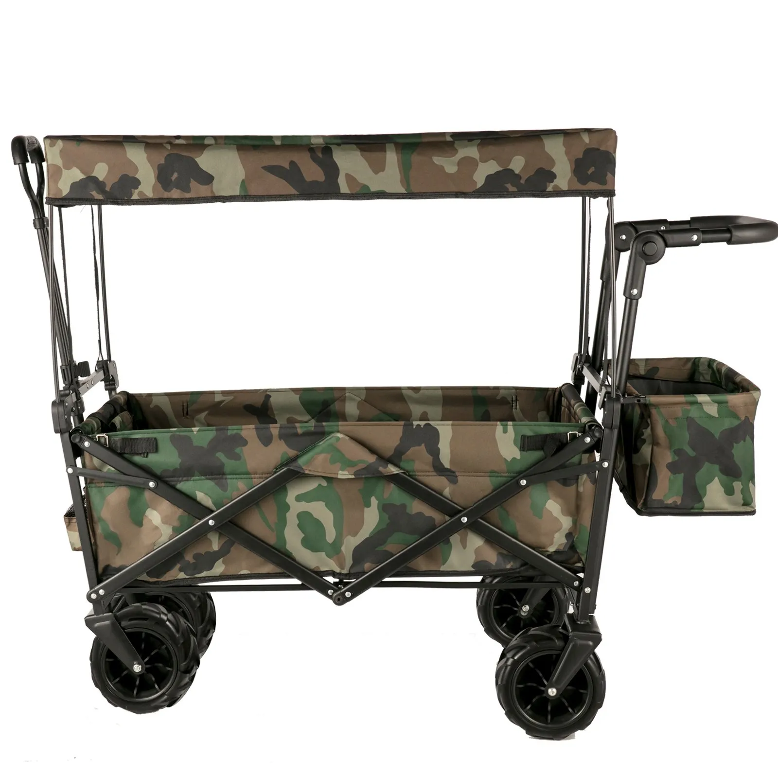 (FINAL PRICES ARE LOWER ON OUR SITE!) VEVOR Collapsible Folding Wagon with Removable Canopy, Heavy Duty Foldable Wagon Utility Cart for Garden, Camping, Grocery Cart, Beach Wagon Cart with Wheels and Rear Storage, Camouflage