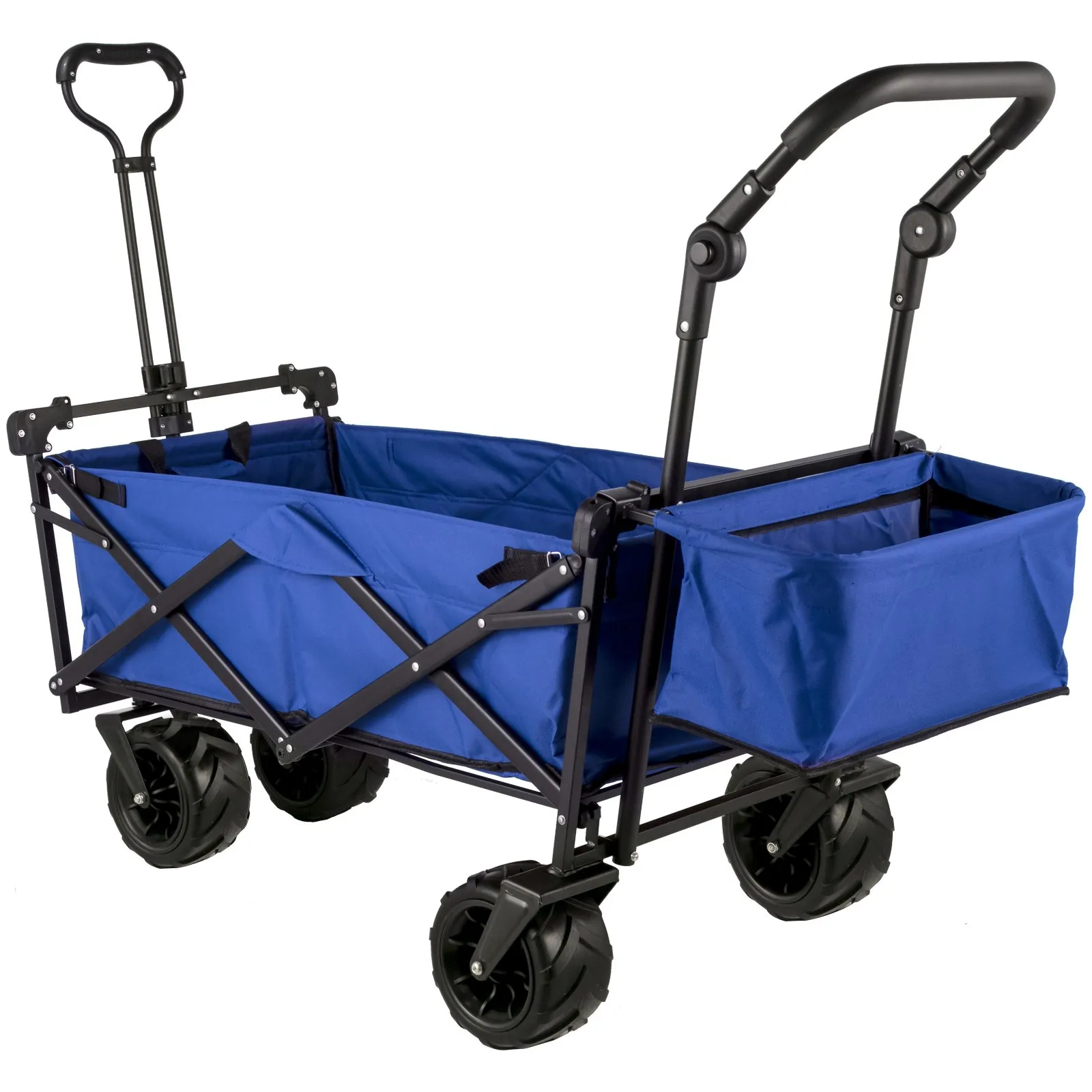 (FINAL PRICES ARE LOWER ON OUR SITE!) VEVOR Extra Large Collapsible Garden Cart with Removable Canopy, Folding Wagon Utility Carts with Wheels and Rear Storage, Wagon Cart for Garden, Camping, Grocery Cart, Shopping Cart, Blue