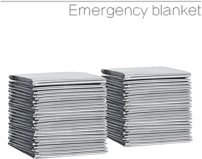 First Aid Mylar Rescue Blanket，Emergency Blankets for Survival Gear and Equipment，Designed for Outdoor, Body Warmer Blanket,Space, Camping Gear, Hiking Travel(Silver, 12 Pack)