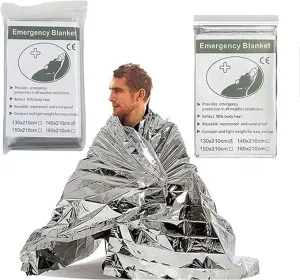 First Aid Mylar Rescue Blanket，Emergency Blankets for Survival Gear and Equipment，Designed for Outdoor, Body Warmer Blanket,Space, Camping Gear, Hiking Travel(Silver, 12 Pack)
