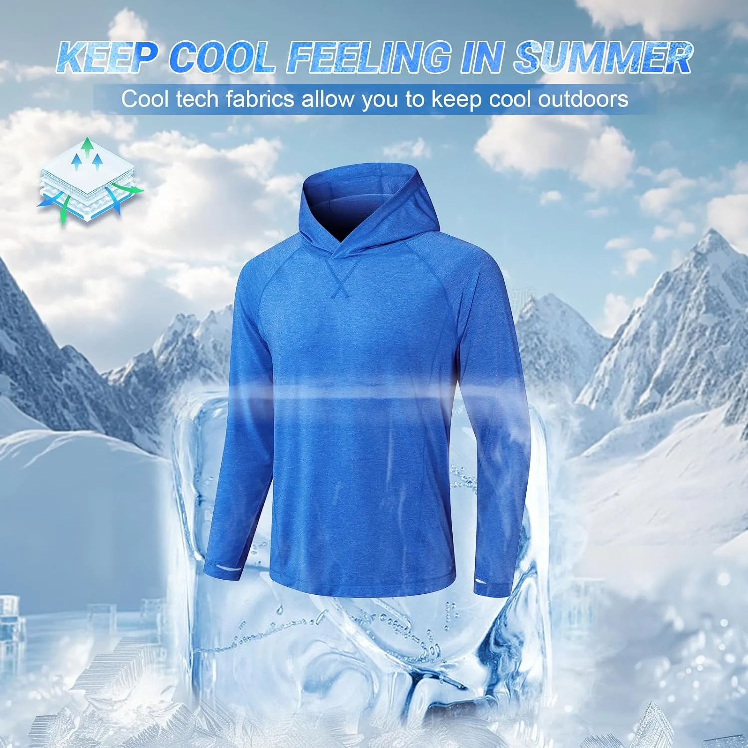 Fishing Shirts for Men Long Sleeve: UPF 100  UV Sun Protection Hoodie - Swimming Hiking Outdoor Running Rash Guard