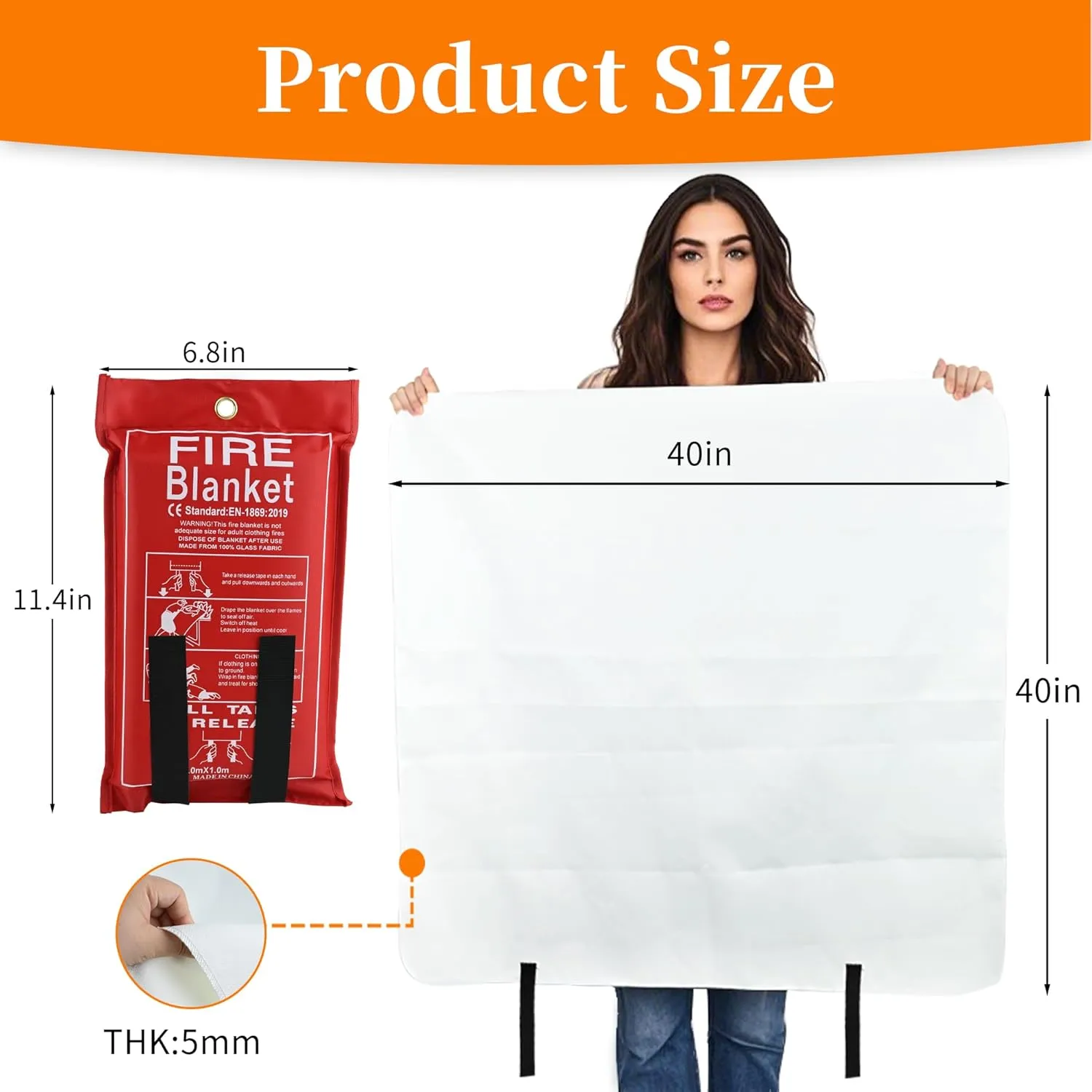 FJNATINH Fire Blanket 4Pack, Emergency Fire Suppression for Home and Kitchen - 40" x 40" Silicone Flame Retardant Fireproof Blanket for Survival Safety, No Stick to Hands