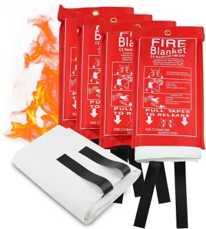 FJNATINH Fire Blanket 4Pack, Emergency Fire Suppression for Home and Kitchen - 40" x 40" Silicone Flame Retardant Fireproof Blanket for Survival Safety, No Stick to Hands