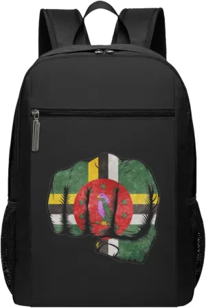Flag of Dominica Fist Power Travel Laptop Backpack, Business Anti Theft Slim Sturdy Laptops Backpacks, College Computer Bag Gift for Men & Women Fits 17 Inch Notebook,Black