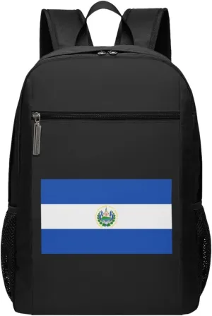 Flag Of El Salvador Travel Laptop Backpack, Business Anti Theft Slim Sturdy Laptops Backpacks, College Computer Bag Gift for Men & Women Fits 17 Inch Notebook,Black