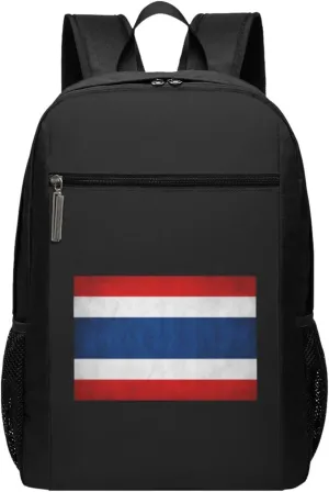 Flag of Thailand Travel Laptop Backpack, Business Anti Theft Slim Sturdy Laptops Backpacks, College Computer Bag Gift for Men & Women Fits 17 Inch Notebook,Black