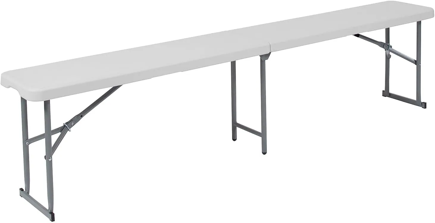 Flash Furniture Talbott 10.25''W x 71''L Bi-Fold Granite White Plastic Bench with Carrying Handle
