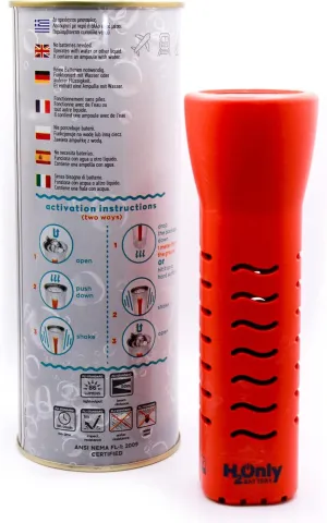 Flashlight - No Batteries Needed - Water Powered (or Any Liquid)- No Expiration Date - Emergency Light - Last up to 1500 Hours - Water Capsule Included - Orange, FL-102/U