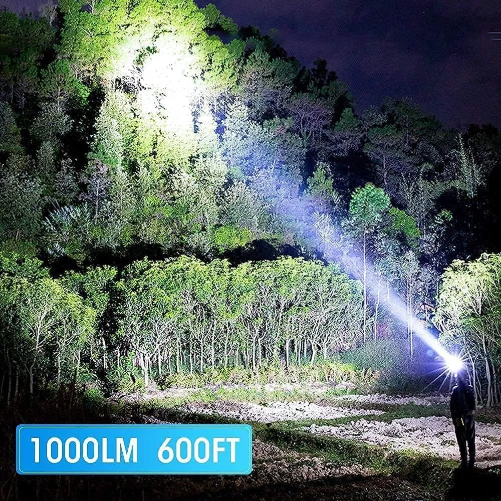 Flashlight USB Rechargeable,LED TAC Flashlight Pack -2,Super Bright 2000 Lumens Compact Tactical Flashlights for Outdoor Activity & Emergency Use - Best Gifts for Men & Women - Black