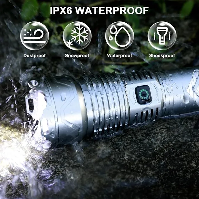 Flashlights High Lumens Rechargeable LED - 990,000 LMS Brightest Powered Flash Light, 5 Modes Waterproof Flashlights for Camping Emergencie