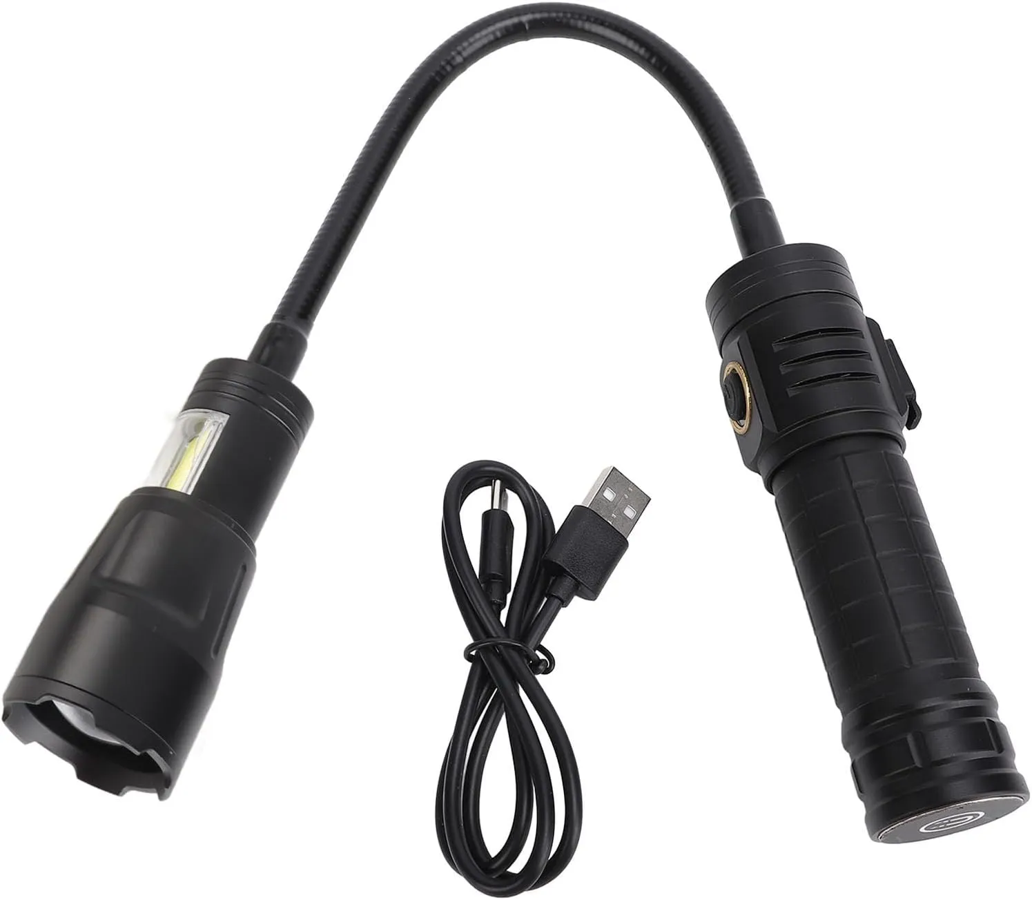 Flexible Flashlight with Magnetic Base, Adjustable Hose Work Light, COB Side Light for Auto Repair Reading Camping,Zoomable Work Light