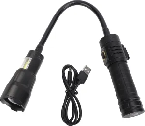 Flexible Flashlight with Magnetic Base, Adjustable Hose Work Light, COB Side Light for Auto Repair Reading Camping,Zoomable Work Light