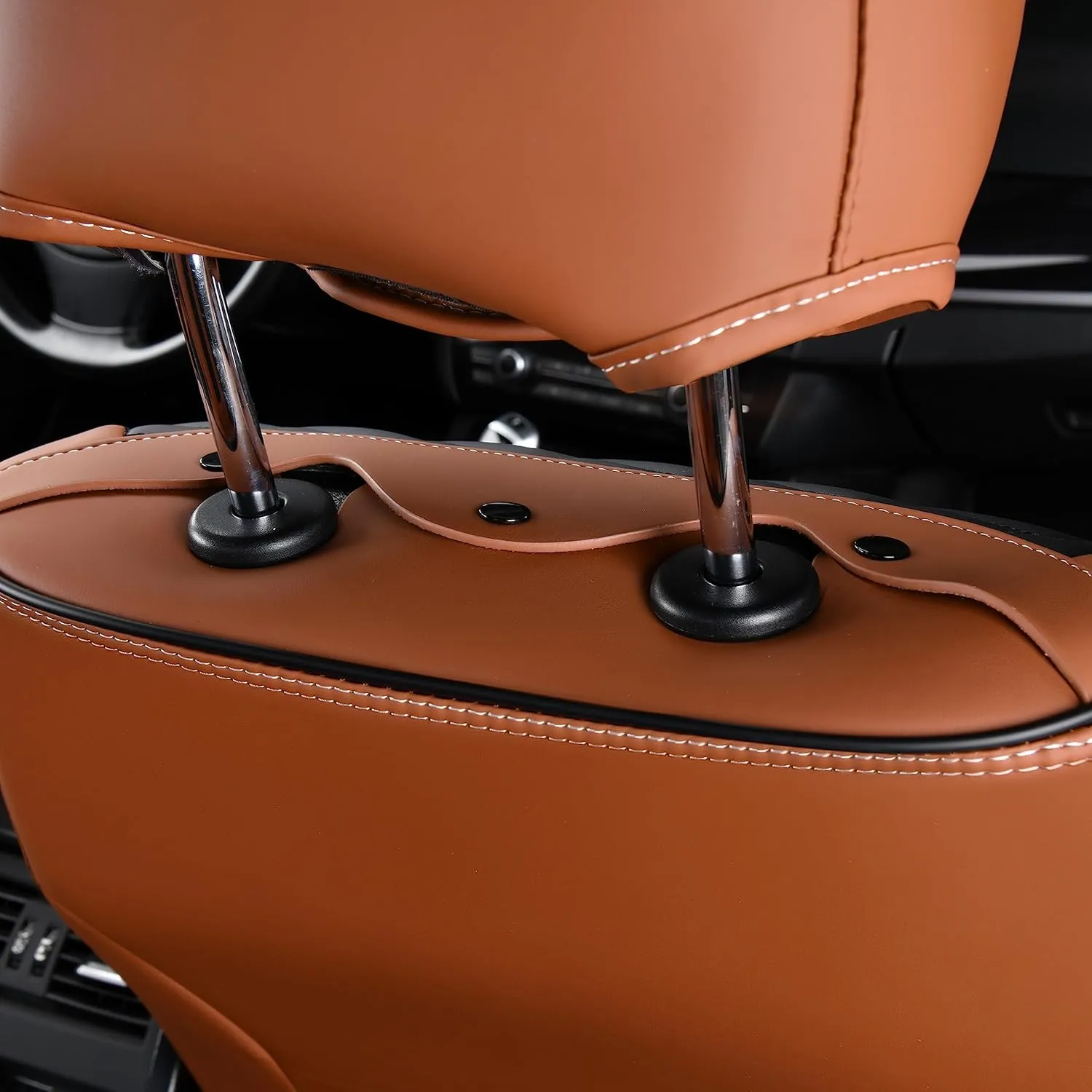 FLORICH Seat Covers for Cars, Waterproof Seat Covers, Leather Car Seat Covers 2 Pack, Universal Seat Cushion Protector for Most Cars Trucks SUV-Brown&Black