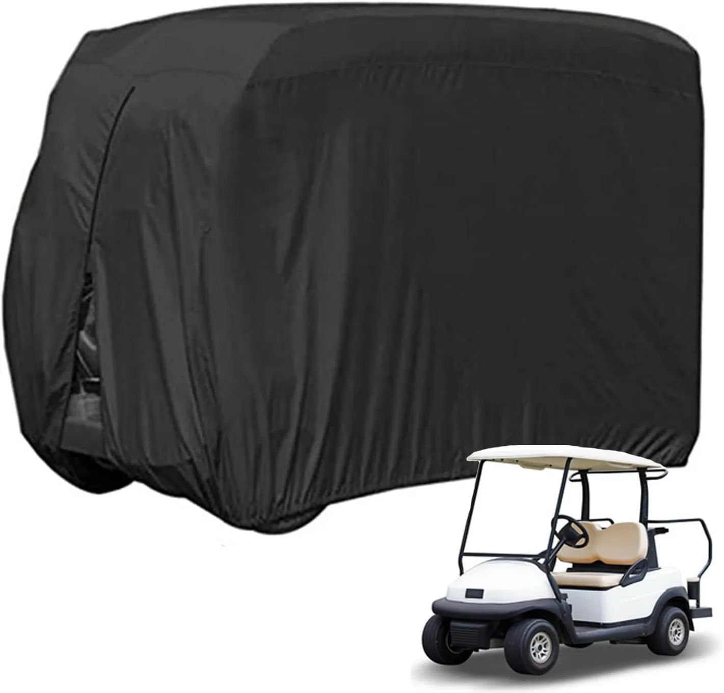 FLYMEI Golf Cart Cover Waterproof, 420D Fabric Universal Fits for Most Brand 2/2 2/4/4 2 Passengers Yamaha, Honda, Club Car, EZGO Golf Cart
