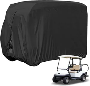 FLYMEI Golf Cart Cover Waterproof, 420D Fabric Universal Fits for Most Brand 2/2 2/4/4 2 Passengers Yamaha, Honda, Club Car, EZGO Golf Cart