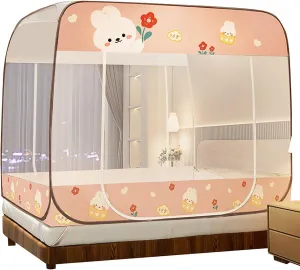 Foldable Mosquito Net for Bed - Pop Up Mosquito Net Portable Double Door with Net Bottom Bed Tent, Easy to Install(1.2 * 2.0m)