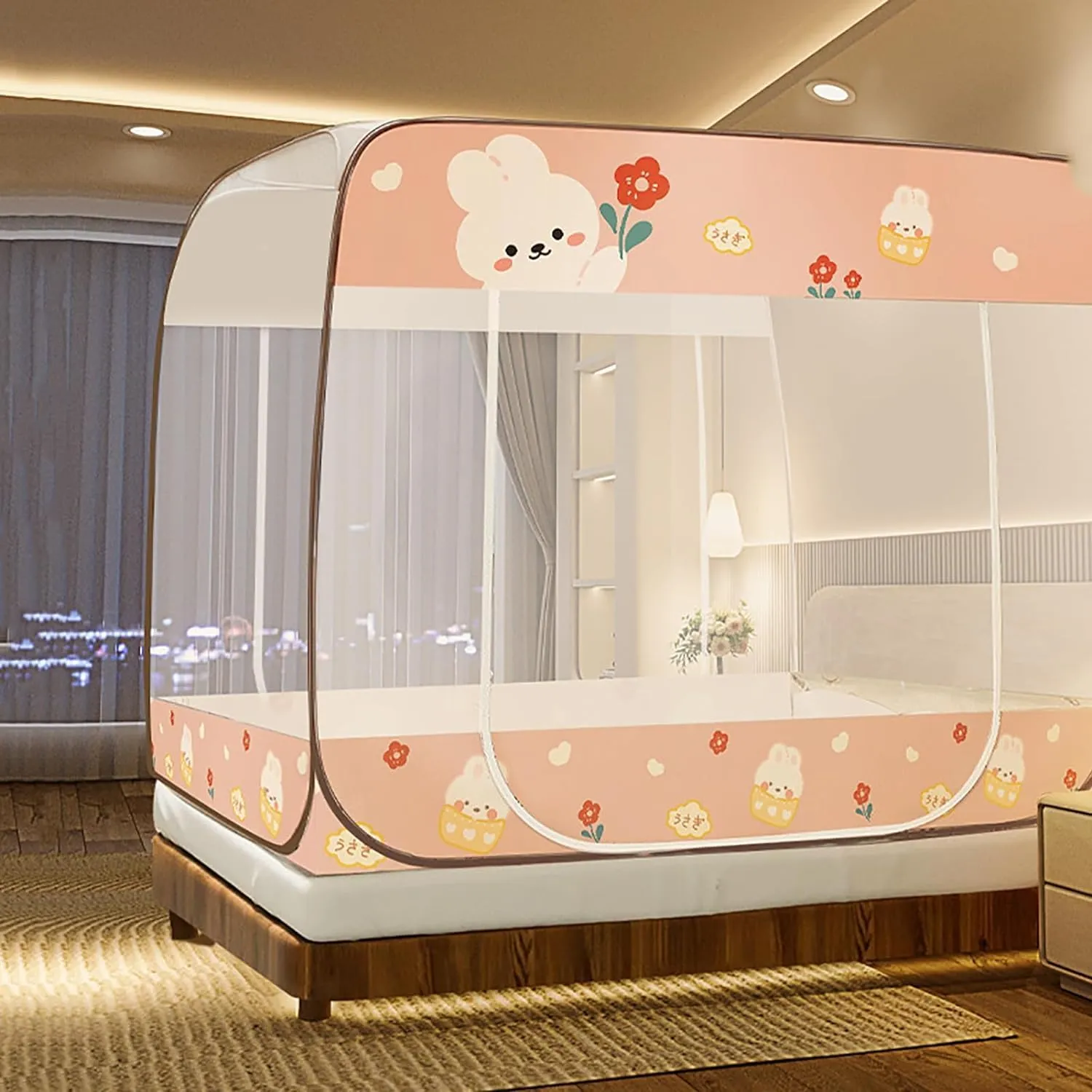 Foldable Mosquito Net for Bed - Pop Up Mosquito Net Portable Double Door with Net Bottom Bed Tent, Easy to Install(1.2 * 2.0m)