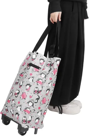 Foldable Shopping Cart, Large Elderly Shopping Bag with Flexible Wheels Utility Cart Grocery Carts Household Portable Shopping Trolley for Mom Shopping