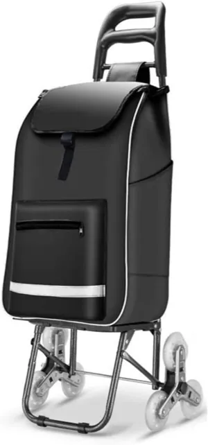 Foldable Stair Climbing Wheel Shopping Trolley Large Capacity Luggage Cart Removable Shopping Bag Household Trolley Climbing Grocery Trolley (A)