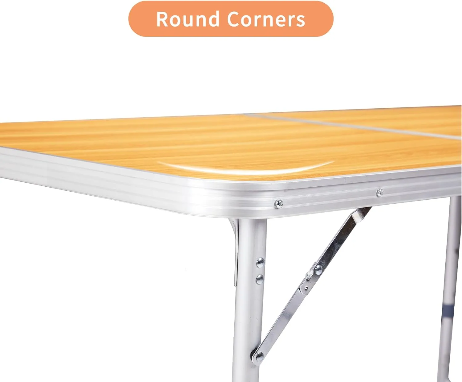 Foldable Table Heavy Duty Portable Utility Table for Indoor Outdoor Party, Dining, Events, Picnic, Camping (Wood Grain, 3ft)