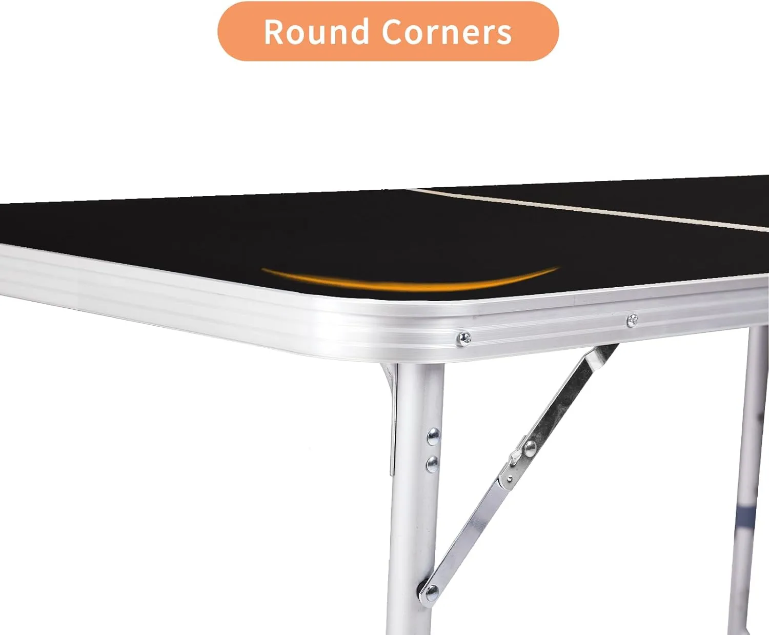Foldable Table Height Adjustable with Carry Handle Heavy Duty Portable Utility Table for Indoor Outdoor Party, Dining, Events, Picnic, Camping (Black, 6ft)