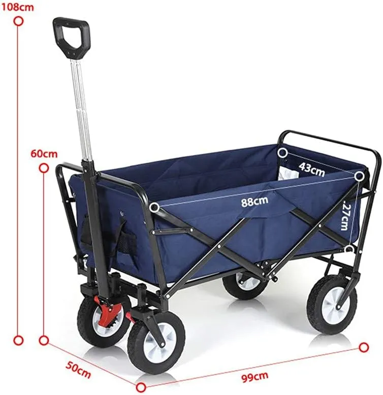 Foldable Trolley,Transport Trolley Outdoor Fishing Folding Portable Multifunctional Shopping Cart Trolley,Burgundy(Burgundy)(Blue)/K Blue