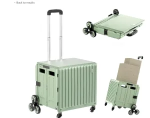 Foldable Utility Cart Stair Climber Wheeled, Collapsible Rolling Crate with Telescoping Handle, Heavy Duty Handcart