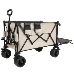 Foldable Wagon with Extended Tailgate,Extra Long Extender Wagon Cart,Wagon Cart Heavy Duty 480LBS with Large All-Terrain Wheels