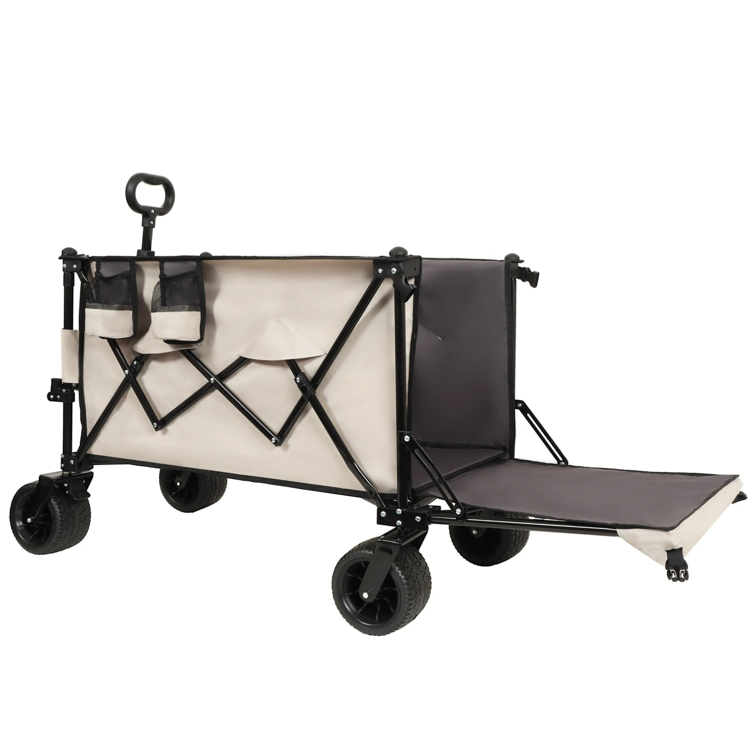 Foldable Wagon with Extended Tailgate,Extra Long Extender Wagon Cart,Wagon Cart Heavy Duty 480LBS with Large All-Terrain Wheels