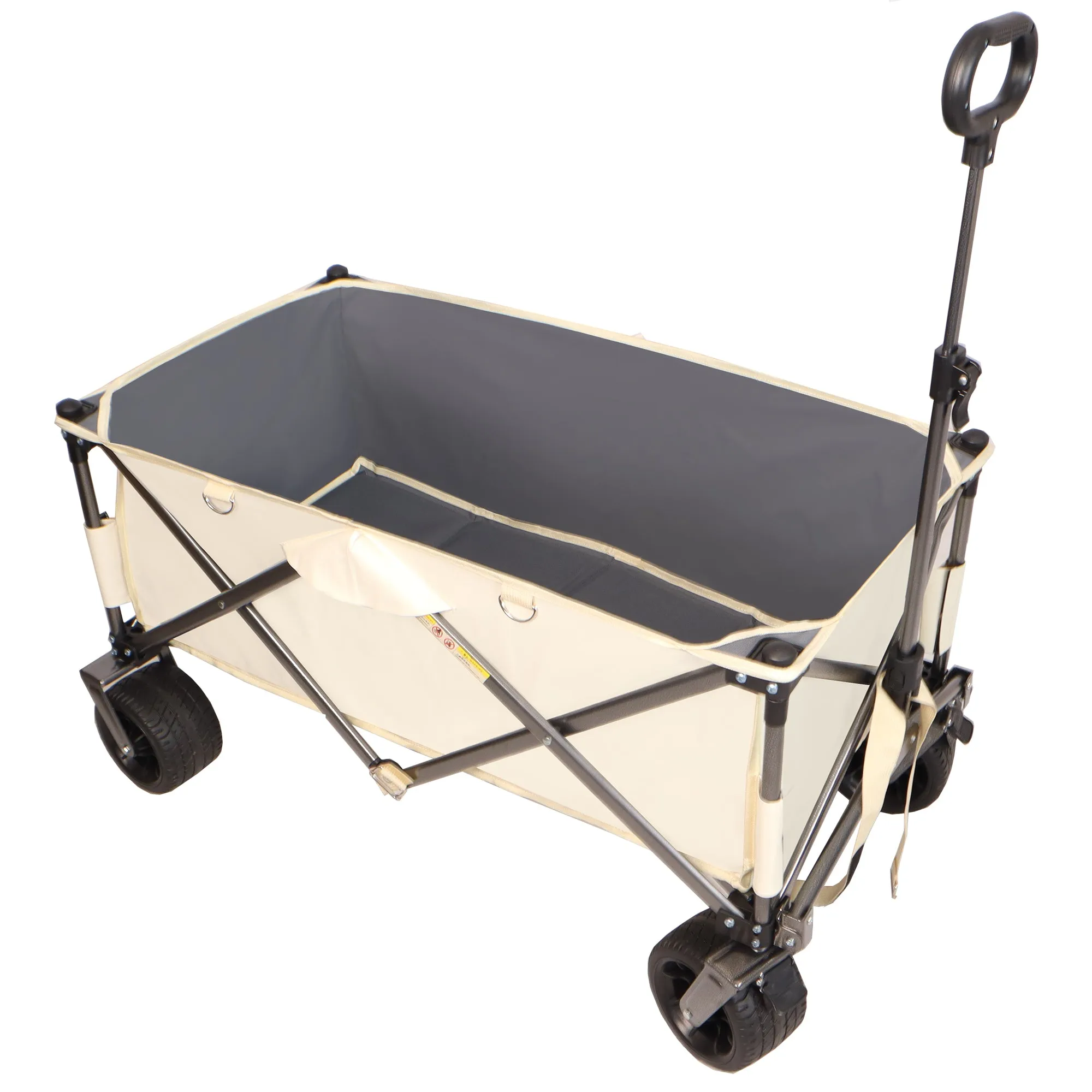 Folding Antique White   Gray Folding Utility Wagon Cart with All-Terrain Wheels