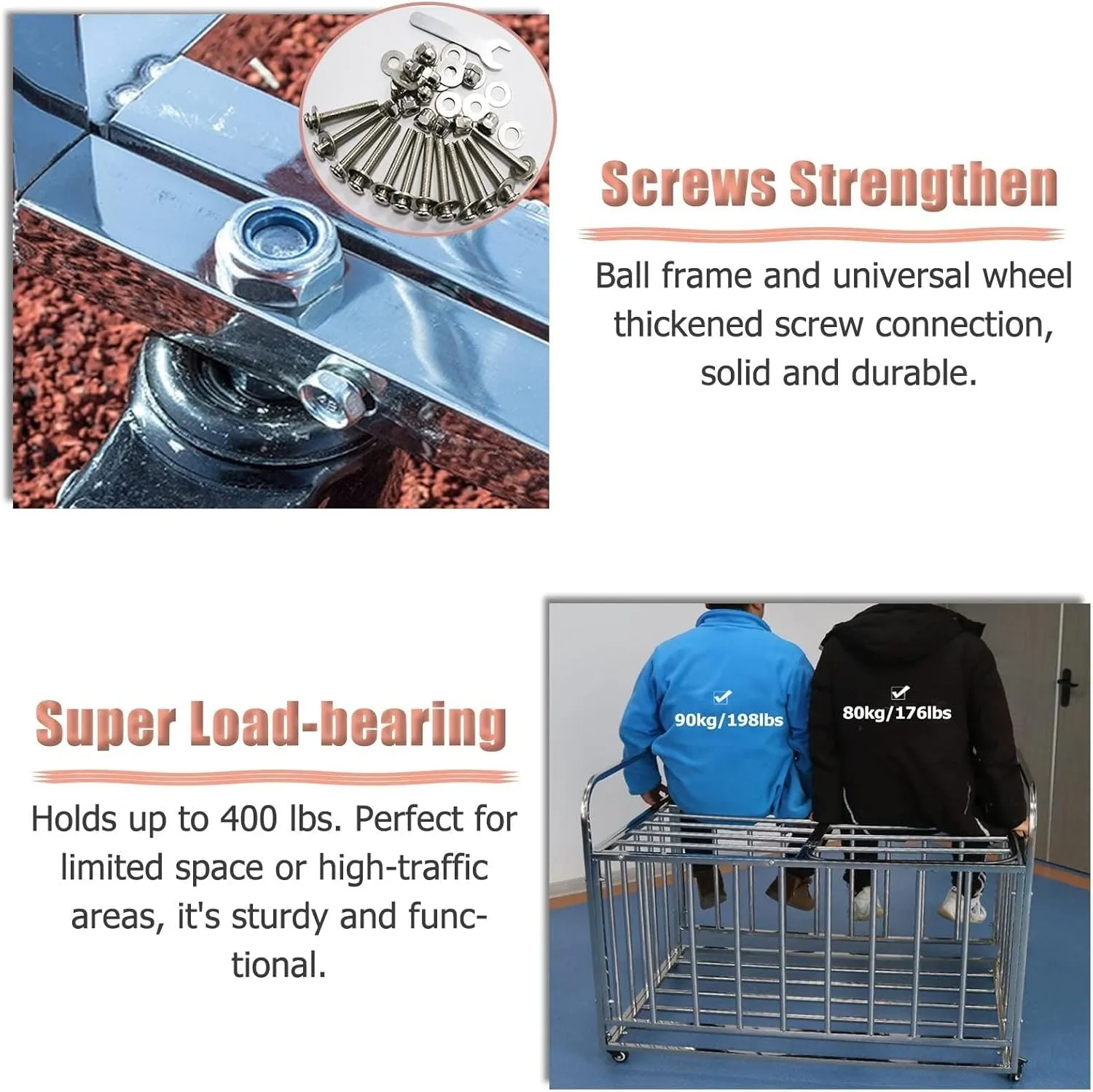 Folding Ball Cage Large, Lockable Hinge Cover Basketball Storage Hopper with Wheels for School Gym Garage, Heavy Duty Soccer Equipment Cart with Lids,L90*W70*H75CM
