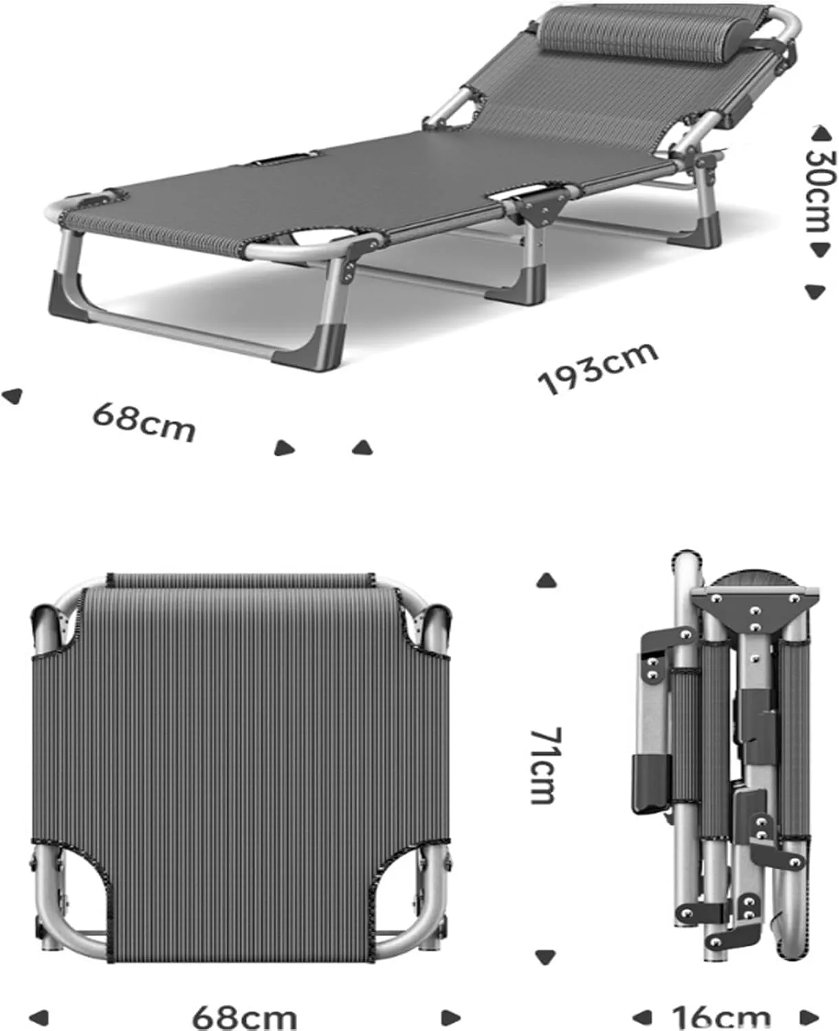 Folding Camping Cot for Adults w/Mattress & Pillow Adjustable 5-Position Portable Cots for Sleeping 1200 D Oxford Single Camp Bed for Home Office Nap Outdoor Indoor