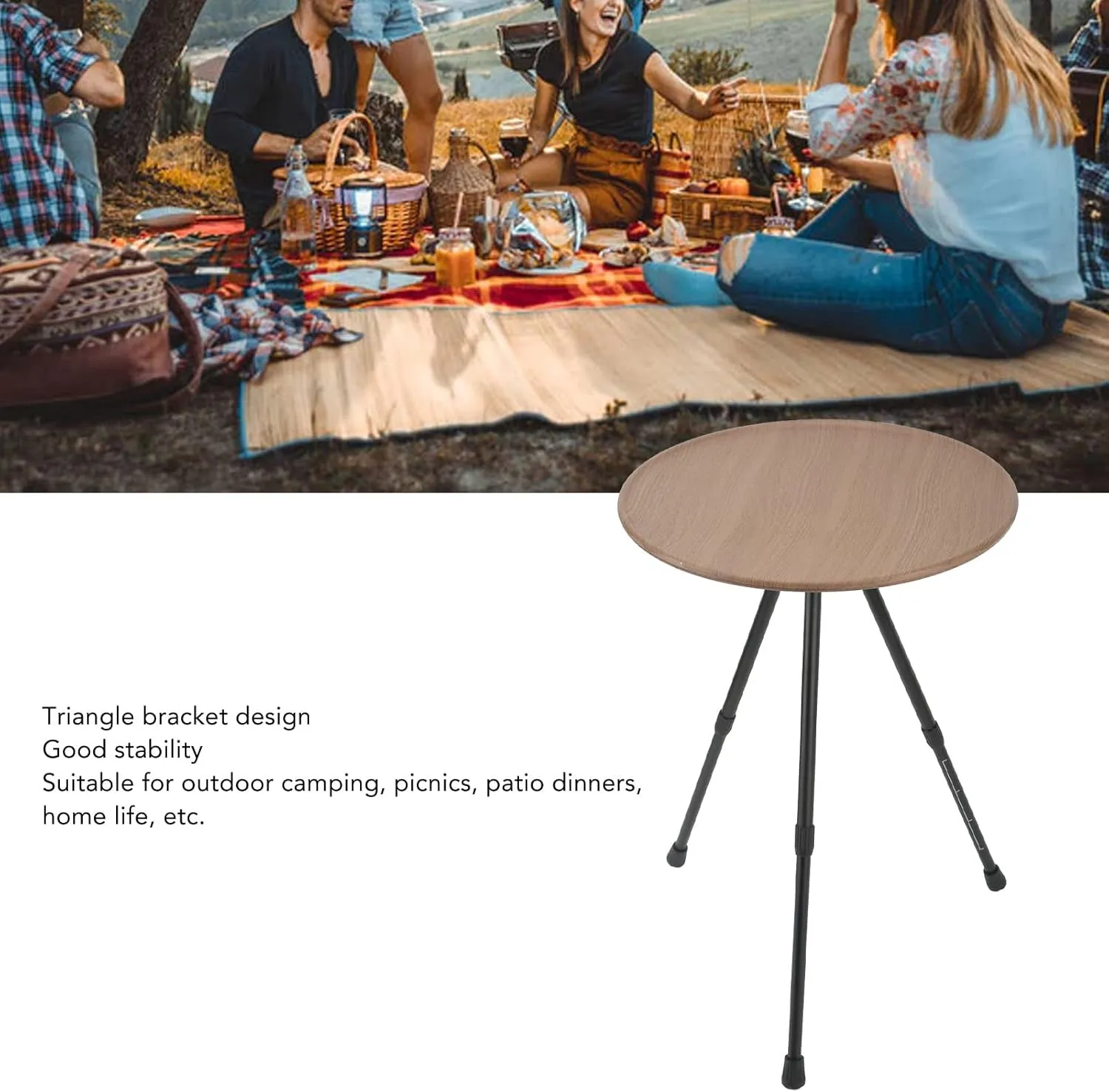 Folding Camping Round Table, Aluminum Alloy Liftable Camping Table, Portable Picnic Camping Table, Beach Tables for Sand Foldable, for Camping, Beach, Picnic, Sporting Events